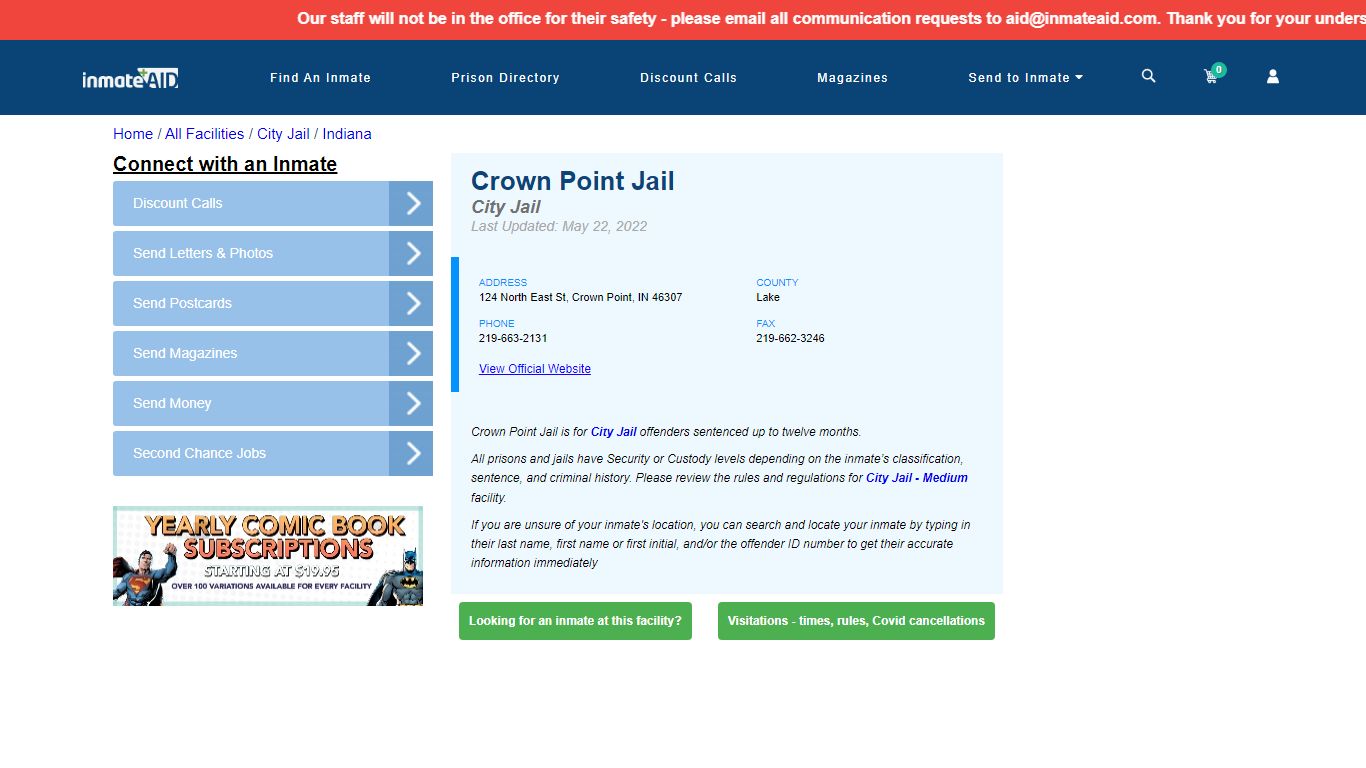 Crown Point Jail | Inmate Locator